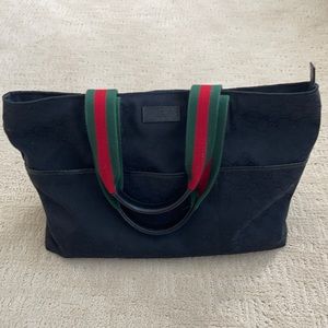 Gucci Web Zip Tote GG Canvas Medium